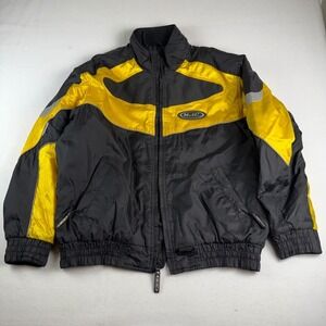 HJC Snowmobile Yellow Black Jacket‎ 3M Scotchlite Vintage Coat Mens Size Large